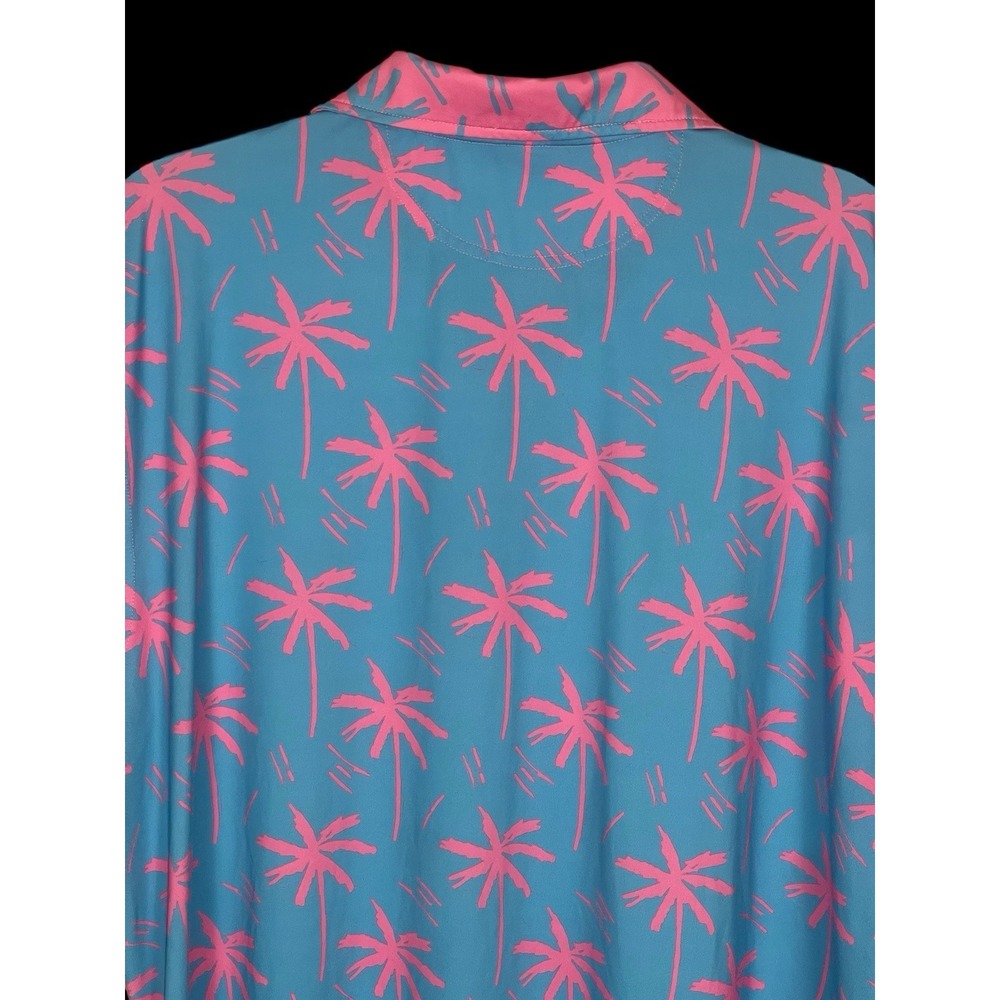 Chubbies Electric Slide Performance Polo Men's XL Tropical Palm Trees Pink/Blue - Picture 4 of 8